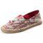 CX203 woman canvas espadrille casual shoes with linen