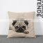 Home Decorative Sofa Cushion Throw Pillow Cases Cartoon Flax Cotton Square Cartoon Dog Pillow Cushion Cover