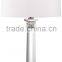 wholesale high quality America modern room table lamp with crystal lampstand and white fabric shade
