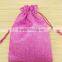 13cm*18cm Hot Pink Color Wholesale Custom Jute Bag Linen Cotton Bag