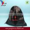 Wholesales Factory price Large black Satin promotional drawstring sport bag with printed logo