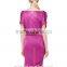 fuchsia comfort bat-wing sleeve lady dress