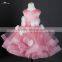 FG20 Real Sample White Handmade Flowers Pink Tulle Flower Girl Net Dresses For Weddings