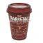 Wholesale Microwave SafeTakeaway Disposable Colorful Plastic Coffee Cup Warmer , Double Wall Cup with Lid