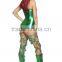 One Set Conjoined Green Spandex and Polyester Overbust Corset