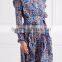Wholesale Ruffled Paisley-print Silk Dress(DQM055D)