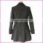 New Winter Ladies Clothing Black Slim Woolen Female Overcoat Ruffled Collar Ladies Coats