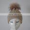 Myfur Knitted Beanie Slouchy Unisex Cap Baggy Skull Ski Keep Warm Hat with Fur Ball
