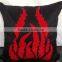 Black Pillow With Red Applique, Throw Pillow,Decorative Pillow Cover, Velvet Flame Applique, Couch Toss, Sofa Toss