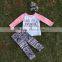 Full stock Aztec otufits Children set "Awesome" long sleeves kids clothing pants boutique girls clothes with headband sets