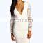 V neck Sheer crochet overlay dress bodycon dress lace long dress for ladies