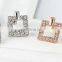 Luxury Square Jewelry Sets white golden zircon top quality Engagement Necklace Earring silver bridal jewelry sets