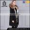 Long style women and mens black jacket with fur collar