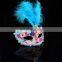 Wholesale Price Halloween Bule Feather Decoration Venice Masks