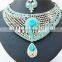 MODISH BOLLYWOOD A.D DESIGNER WEDDING SILVER PLATED NECKLACE EARRINGS TIKA JEWELRY SET