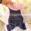 Cute pet dog cat suspenders trousers jeans pink and white stripe