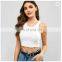 Wholesale Ladies blank rib merrow edge sexy women's summer U neck basic cotton crop top