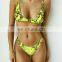 2019 Sexy Leopard Buckle Push Up Mid Cut Bikini Set Women Sling Strap Thong Swimwear Mujer Two Piece Padded New Swimsuit