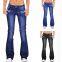 Low-rise skinny women's flared jeans Medium wash spot women's Jeans