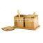 Square Bamboo Salt And Spice Container Set Storage Box With Lid Tray and Spoon