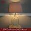 Square clear Glass table lamp fabric shade lamp for home decorate
