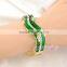 Womens 2015 Jewellery Waves Shaped Gold Plated Green Color Enamel Bangle