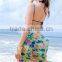 Fashion Scarf 2015 Hot Selling Green Floral Beach Bikini Wrap Dress