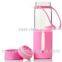16 Oz. Glass Candy Color Water Bottle With Silicone Strap