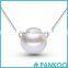 2016 Newest S925 Sterling Silver Fashion Single Big White Pearl Pendant Necklace