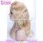 Wet and wavy cheap 16 inches thick human hair lace front wig #22 natural straight middle part lace front wig blonde