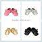 Wholesale leather baby shoes baby moccasin gold baby shoes with bow