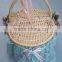 natural split Wicker Garden Flower Plant Basket with lace and handle