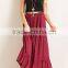 Long Skirt Models Elastic Waist Solid Crinkle Tiered Maxi Skirt Party Wear Long Skirts