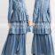 Latest Ruffled Tiered Tencel-chambray Long Sleeve Maxi Dress Names Of Ladies Drsses Designs Photos 2016 HSD5675