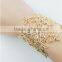 2016 unique pink cupchain crystal bangle women friendship chain bangle cheap price gold plating bangle