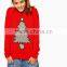 Merry Christmas Ladies Knitwear Crew Neck Cotton Sweater Red In Stock Women Clothings