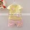 Soft Cotton Children Clothing Set Cute Cat Banner Top Clothes Match Cat Ears Shorts