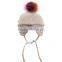 Myfur Real Raccoon Fur Pom Pom Top High Quality Wool Knitting Hat for Children