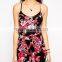 Adjustable Strap Low Round Neck Floral Print Jumpsuit Wholesale Floral Print Jumpsuit