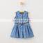 Casual style simple design belt denim children girls dress