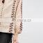 Wholesale Women Autumn Long Sleeve Embroidered Blouse With Lace-up Neck JYB31A18