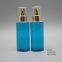 Wholesale 100cc blue PETG plastic personal care lotion cosmetic round bottle with gold sprayer pump