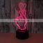 Valentine's Day Gift 3d Lamp Love Small Led Night Light 7 color change baby room night lamp Kids Lamp