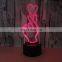 Valentines Day Gift Acrylic 3d Lamp Love 7 color change Touch Light Fancy Led Desk Lamp