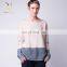 Women Loose Color Combination Knitted Sweater Boat Neck Sweater Knitted Pattern