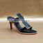 ladies high fashion heel design sandals shoes  women style elegant sky blue color