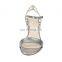 Silver new fashion handmade design ankle strap closure buckle heels ladies sandals shoes