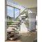 double stringer carbon steel stair/single beam wood staircase