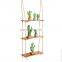 multi tier wood hanging jute rope rack wholesale floating wall shelf brackets