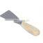 Flexible steel blade putty knife with wooden handle